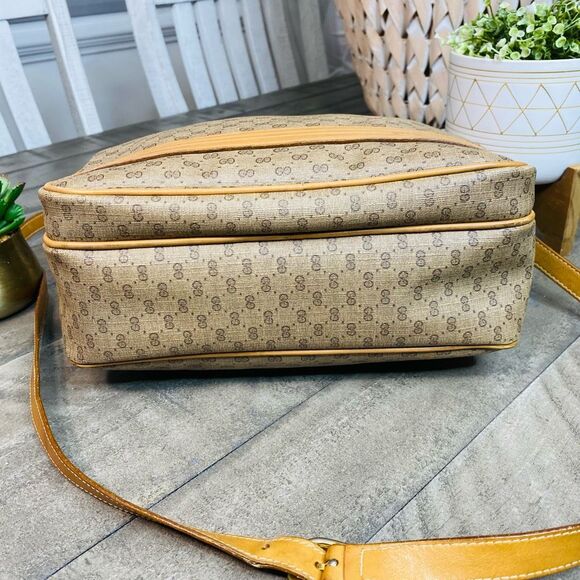Gucci GG Vintage Gucci Brown PVC & Leather Crossbody Shoulder Bag Purse - Picture 7 of 13